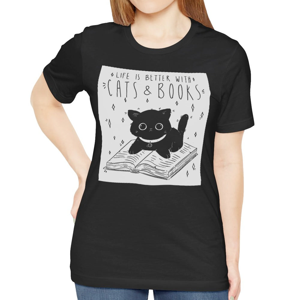 Life Is Better with Cats and Books Graphic Tee product