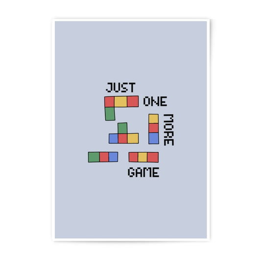 Retro Game Photographic Print, Tetris Inspired Art, Just One More Game, Pixel Art Print, Gamer Gift, Colorful Wall Decor, Geeky Home Decor - Tawshia