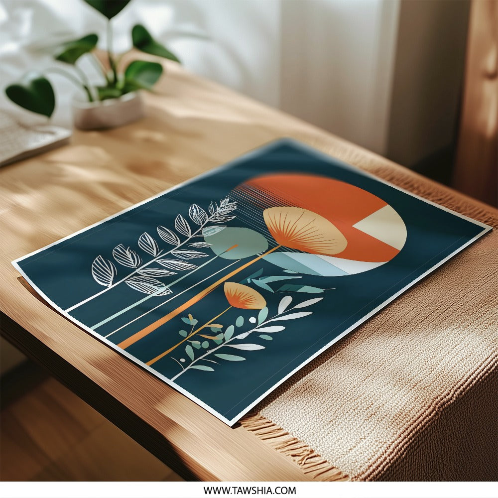 Abstract Floral Photographic Print, Modern Botanical Wall Art, Orange Blue Botanical Art, Home Decor, Contemporary Art Print, Flower Print - Tawshia