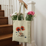 Floral Teacup Design Tote Bag With Handles product