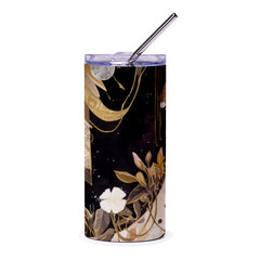 Floral Tumbler, Abstract Art Tumbler, Artistic Tumbler, Black Tumbler, Flower Tumbler, Modern Design Tumbler, Unique Tumbler, Gift For Her - Tawshia