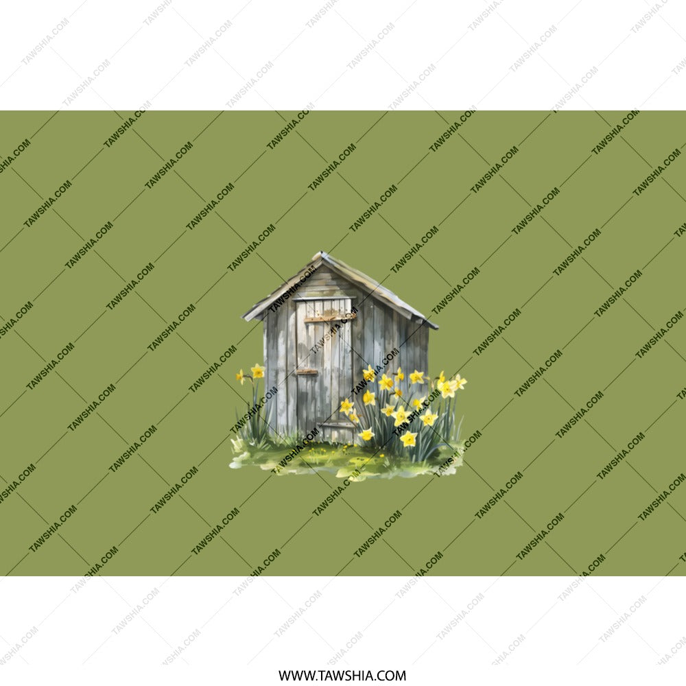 Shed Tumbler, Yellow Daffodil Flowers Tumbler, Countryside Art Tumbler, Springtime Gift Idea, Floral Design Tumbler, Cute Farmhouse Decor - Tawshia