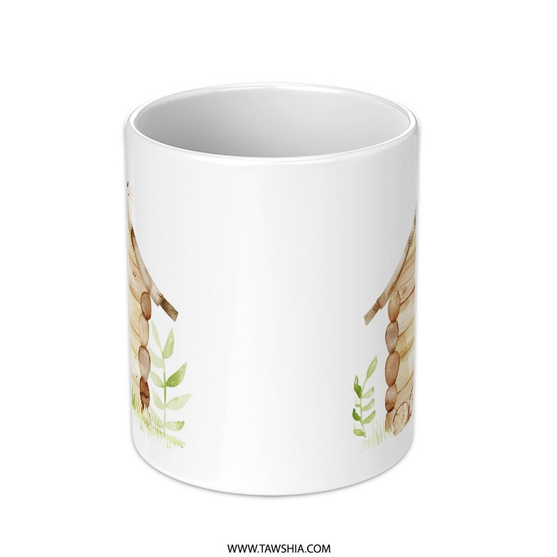 Cute Cabin Mug, Woodland Animal Gift, Cozy Home Decor, Owl Coffee Mug, Animal Lover Mug, Unique Mug Gift, House Mug, Coffee Mug for Owl - Tawshia