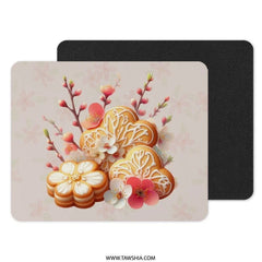Floral Cookie MousePad, Cute Food Art, Kawaii Desk Decor, Pretty PC Gaming Mat, Office Gift, Unique Computer Accessories, Gamer Gift - Tawshia