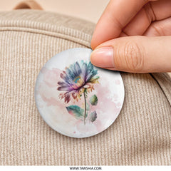 Watercolor Flower Pinback Button, Floral Button Badge, Colorful Bloom Pin, Botanical Art Pin, Flower Lover Gift, Button for Bags - Tawshia