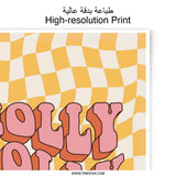 Holly Jolly Vibes Photographic Print, Retro Art Print, 70s Decor, Wavy Checkerboard Print, Holiday Wall Art, Positive Affirmation - Tawshia