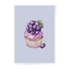 Grapes Cupcake Photographic Prints, Sweet Treat Wall Art, Kitchen Decor Prints, Watercolor Dessert Photography, Cupcake Print - Tawshia