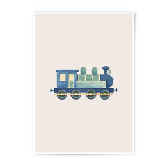 Watercolor Train Photographic Print, Kids Room Decor, Nursery Art, Blue Train Art, Playroom Wall Art, Train Lover Gift - Tawshia