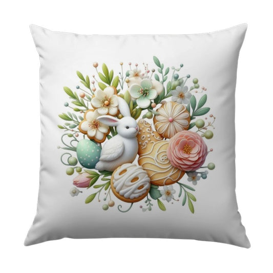 Easter Bunny Pillow, Spring Floral Pillow, Easter Egg Decor, Holiday Home Decor, Cute Bunny Design, Springtime Gift Pillow - Tawshia
