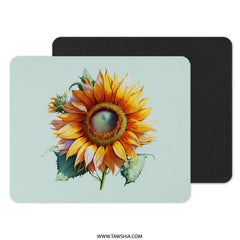 Sunflower Mouse Pad, Floral Mousepad, Sunflower Decor, Office Decor, Flower Desk Accessories, Desk Mat, Cute Mousepad, Botanical Mousepad - Tawshia