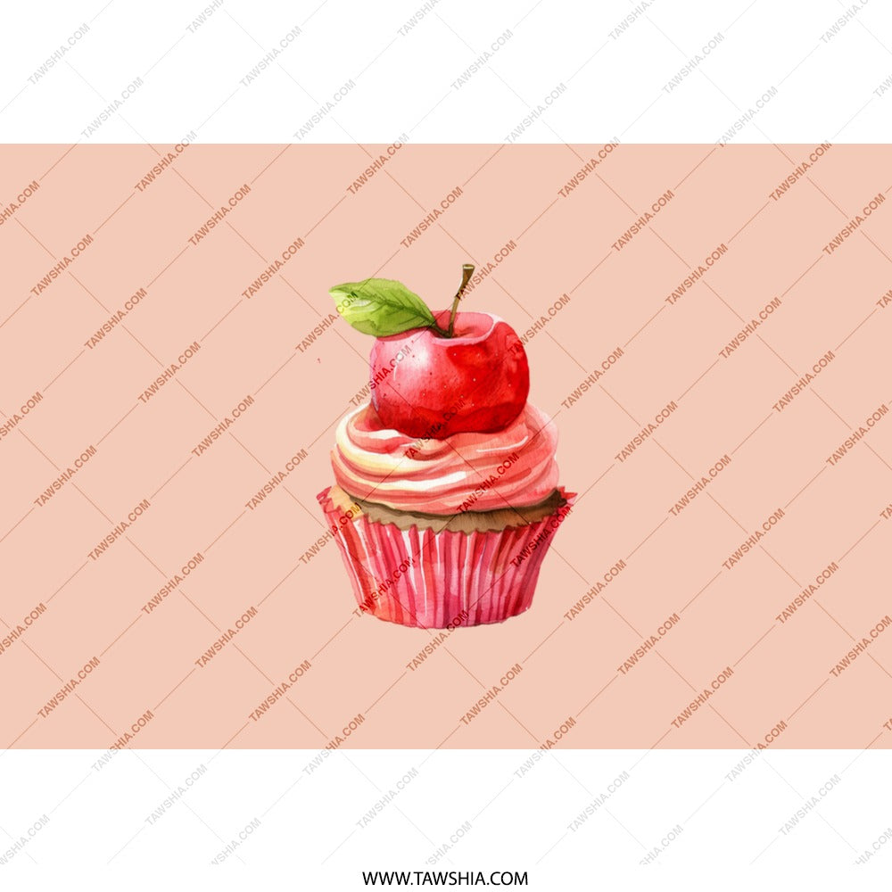 Apple Cupcake Tumbler, Dessert Theme Tumbler, Sweet Treat Tumbler, Gift For Baker, Watercolor Tumbler, Unique Drinkware, Everyday Tumbler - Tawshia