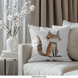 Cute Fox Pillow, Whimsical Animal Art Pillow, Nursery Decor Pillow, Kids Room Accent Pillow, Decorative Throw Pillow, Cozy Living Room - Tawshia