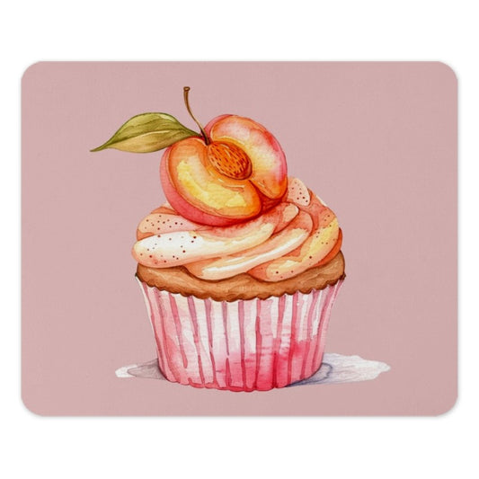 Peach Cupcake Mouse Pad, Cute Fruit Design, Office Decor, Desk Accessories, Sweet Treat, Gift for Baker, Watercolor Style - Tawshia
