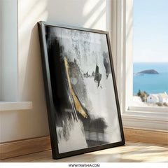 Abstract Wall Art, Black and White Art, Gold Accent Decor, Modern Art Print, Contemporary Art, Stylish Home Decor - Tawshia