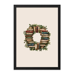 Book Wreath Wall Art, Library Decor, Book Lover Gift, Literary Print, Bookish Wall Decor, Home Library Wall Art, Study Room Decor - Tawshia