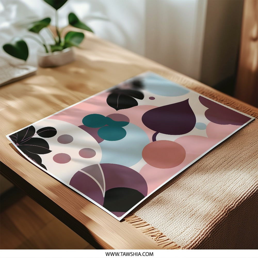 Abstract Floral Photographic Print, Geometric Art Print, Modern Wall Decor, Botanical Art, Pink Art, Home Decor, Leaf Illustration - Tawshia