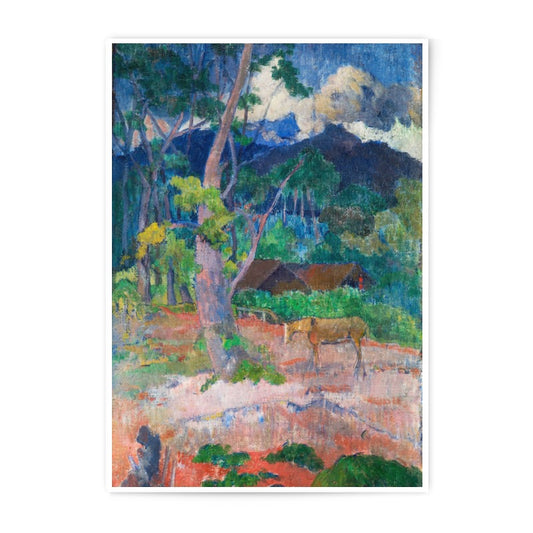 Gauguin Landscape Photographic Print, Post Impressionism Art, Vintage Horse Scene, Tropical Island Art Print, Exotic Wall Decor - Tawshia