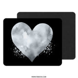 Watercolor Heart Mouse Pad, Artistic Heart Mousepad, Love Heart Design, Modern Desk Accessory, Black Background Mouse Pad - Tawshia