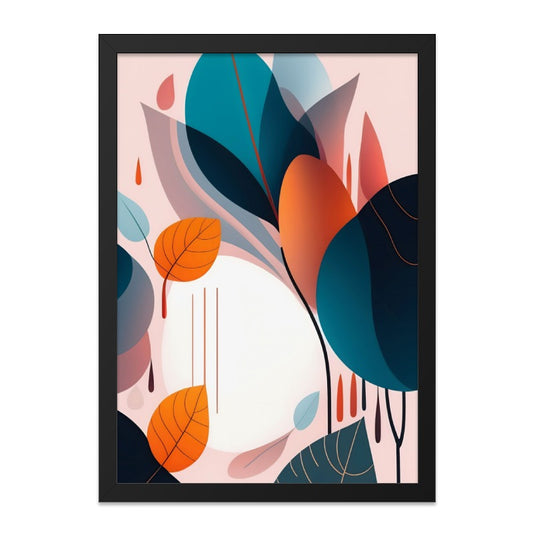 Abstract Leaves Wall Art, Modern Botanical Print, Colorful Foliage Decor, Contemporary Nature Artwork, Teal Orange Art - Tawshia