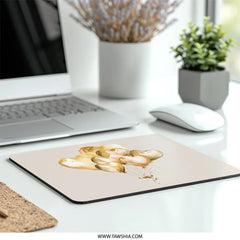 Heart Balloons Mouse Pad, Gold Balloons Mousepad, Watercolor Balloons, Valentines Day Mousepad, Love Mouse Pad, Gift For Her - Tawshia