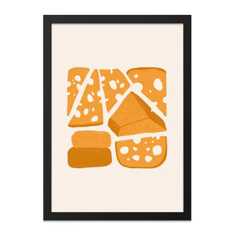 Cheese Lover Wall Art, Foodie Home Decor, Minimalist Kitchen Print, Cheesy Art Print, Modern Cheese Illustration, Gouda Cheddar Poster - Tawshia