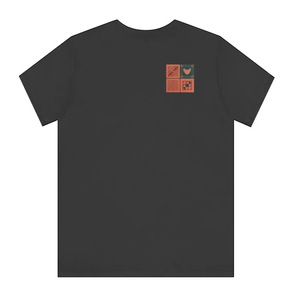 Unique Grid Design Graphic Black T-shirt product