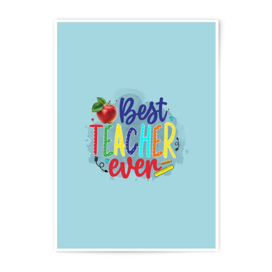 Best Teacher Ever Print, Teacher Appreciation Gift, Classroom Decor, Colorful Apple, Photographic Print, Teacher Thank You Gift Idea - Tawshia