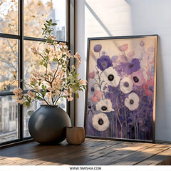 Floral Wall Art, Poppy Flower Print, Botanical Art Print, Purple Pink White Flowers, Home Decor Wall Art, Floral Home Decor, Flower Gift - Tawshia