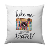 Travel Pillow, Camera Pillow, Take Me Travel Pillow, Vacation Pillow, Wanderlust Pillow, Gift for Traveler, Home Decor Pillow - Tawshia