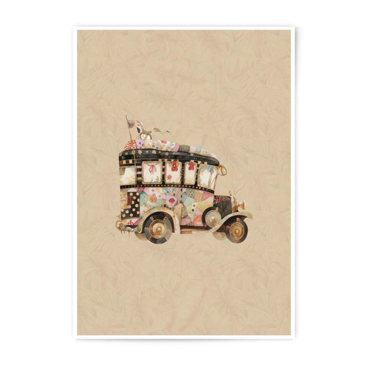 Vintage Bus Photographic Print, Whimsical Vehicle Wall Art, Quirky Transportation Decor, Unique Gift Idea, Nostalgic Art - Tawshia