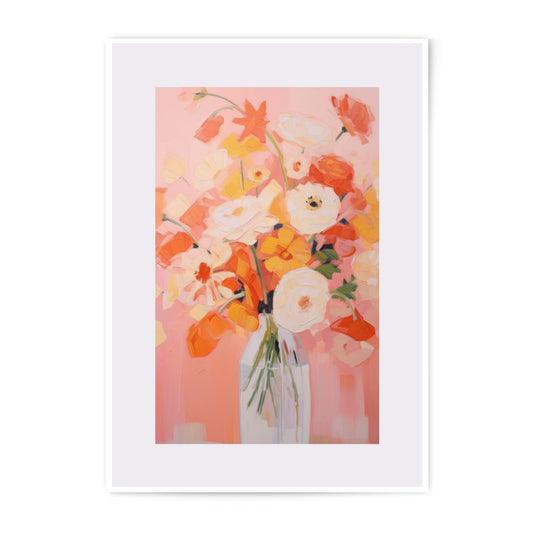 Floral Photographic Print, Flower Bouquet, Orange and White Flowers, Modern Wall Decor, Fine Art Photography, Still Life Art, Flower Art - Tawshia