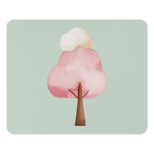 Pink Tree Mouse Pad, Watercolor Desk Mat, Cute Office Decor, Pastel Aesthetic, Gaming Mousepad, Kawaii Gift Idea, Work From Home Essential - Tawshia