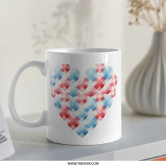 Love Heart Mug, Red and Blue Hearts Coffee Mug, Valentine's Day Gift, Cute Mug, Gift for Her, Hearts Mug, Unique Mugs, Holiday Mugs - Tawshia