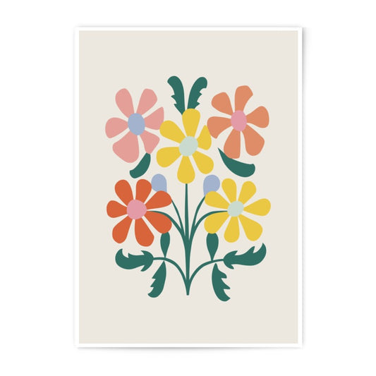 Floral Photographic Print, Colorful Flower Art, Retro Flower Print, Botanical Wall Art, Minimalist Flower Decor, Flower Bouquet Photo - Tawshia