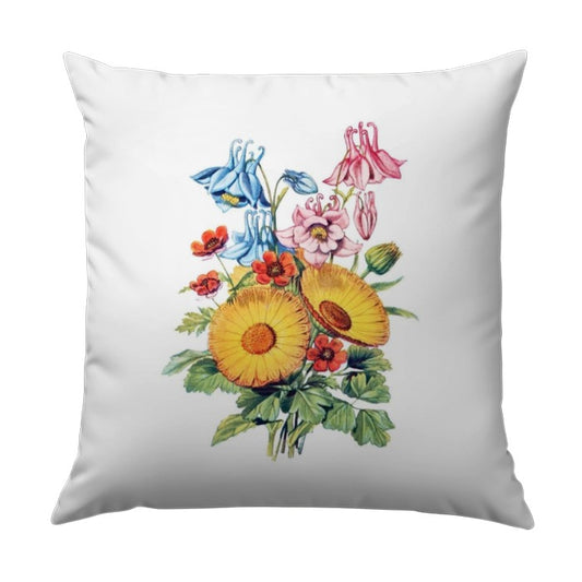 Floral Pillow, Vintage Flower Design, Botanical Throw Pillow, Colorful Home Decor, Watercolor Flower Accent Pillow, Garden Flower Cushion - Tawshia
