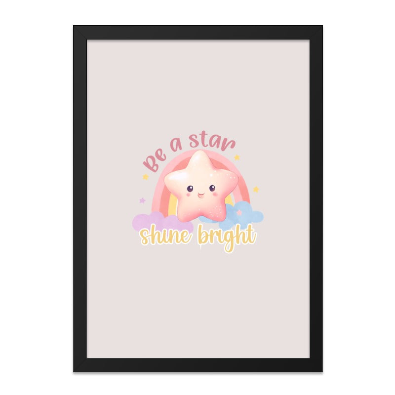 Be a Star Wall Art, Shine Bright Print, Cute Star Art, Nursery Decor, Kids Room Art, Motivational Art, Positive Affirmation, Rainbow Art - Tawshia