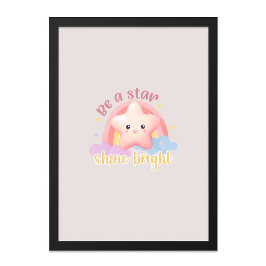 Be a Star Wall Art, Shine Bright Print, Cute Star Art, Nursery Decor, Kids Room Art, Motivational Art, Positive Affirmation, Rainbow Art - Tawshia