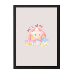 Be a Star Wall Art, Shine Bright Print, Cute Star Art, Nursery Decor, Kids Room Art, Motivational Art, Positive Affirmation, Rainbow Art - Tawshia