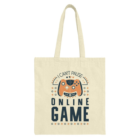 Funny Gamer Tote Bag, I Can't Pause, Online Game, Gift for Gamers, Novelty Tote, Shopping Bag, Video Game Gift, Gift for Him, Gift for Her - Tawshia