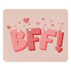 BFF Mouse Pad, Best Friends Forever, Pink Hearts Decor, Cute Desk Accessory, Gift for Bestie, Girly Aesthetic, Trendy Office Decor - Tawshia