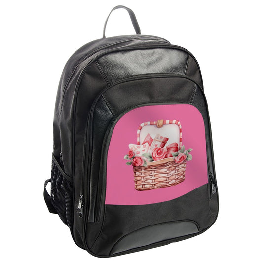 Valentines Backpack, Basket with Gifts, Pink Backpack, Gift for Her, Cute Backpack, Everyday Backpack, School Backpack, Trendy Backpack - Tawshia