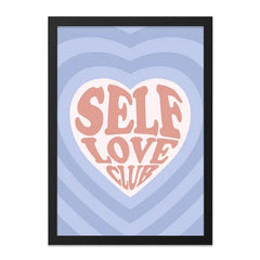 Self Love Club Wall Art, Trendy Wall Decor, Heart Illustration, Pastel Aesthetic Art, Inspirational Print, Cute Room Decor - Tawshia