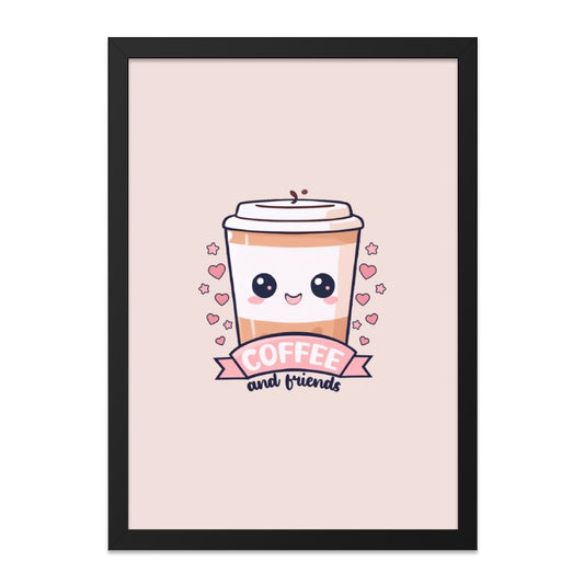 Cute Coffee Wall Art, Kawaii Coffee Print, Coffee and Friends Poster, Trendy Wall Decor, Modern Art Print, Gift for Coffee Lovers - Tawshia