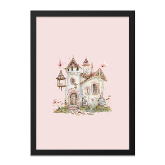 Whimsical Castle Wall Art, Fairytale Home Decor, Fantasy Illustration, Pink Art Print, Childrens Room Wall Decor, Enchanted Cottage - Tawshia