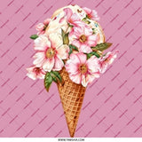 Floral Ice Cream Cone Pinback Button, Cute Summer Accessory, Trendy Badge, Flower Power Pin, Sweet Treat Button, Pastel Aesthetic - Tawshia