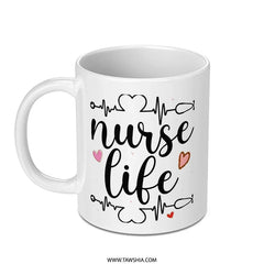 Nurse Life Mug, Gift for Nurses, Nurse Appreciation, Healthcare Mug, Heartbeat, Stethoscope, Nursing School Graduation Gift - Tawshia