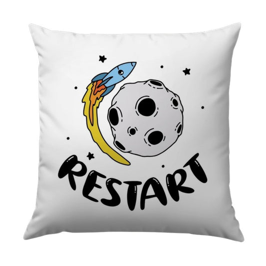 Restart Pillow, Space Pillow, Rocket Pillow, Moon Pillow, Motivational Pillow, Gift Idea, Pillow Decor - Tawshia