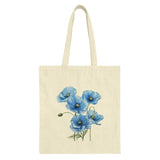 Blue Flowers Illustration on Beige Canvas Tote Bag product