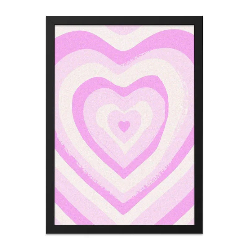 Pink Heart Wall Art, Y2K Aesthetic Poster, Trendy Heart Print, Valentine's Day Decor, Cute Room Decor, Pink Wall Decor - Tawshia