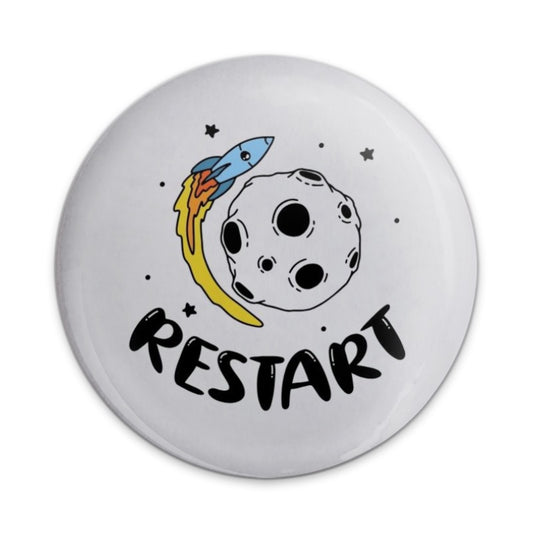Restart Pinback Button, Space Rocket Badge, Motivation Button, Cute Button, Encouragement Gift, Unique Accessories, Space Theme Gift, Outer - Tawshia